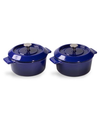 Set de 2 mini-cratite din fonta, cu capac, albastre, 10 cm, Iron - Woll